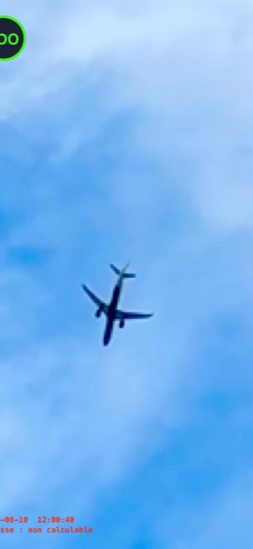 Zoom rapproché sur l'avion détecté par LDO